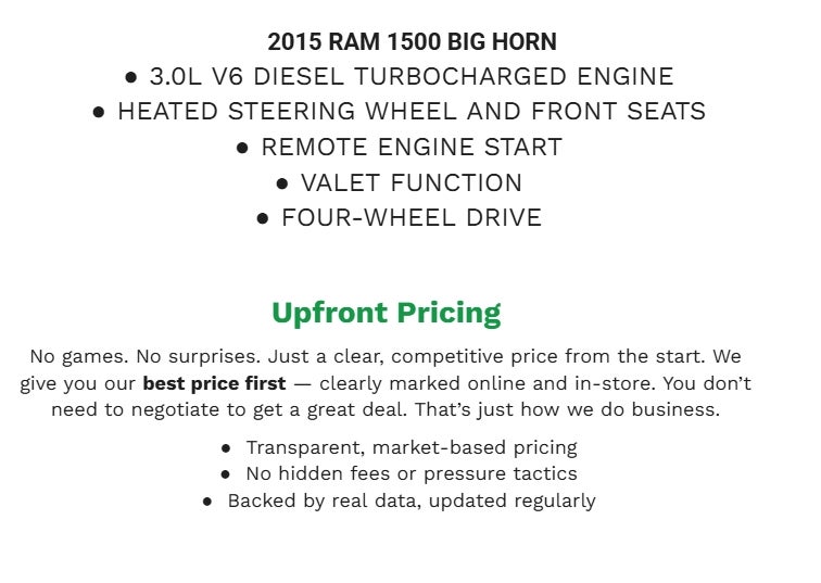 2015 RAM 1500 4WD Quad Cab 140.5 Big Horn