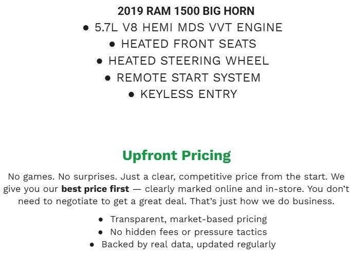 2019 RAM 1500 Big Horn/Lone Star 4x4 Crew Cab 5'7 Box