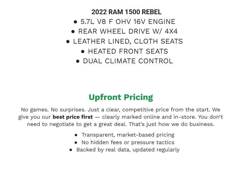 2022 RAM 1500 Rebel 4x4 Crew Cab 5'7 Box