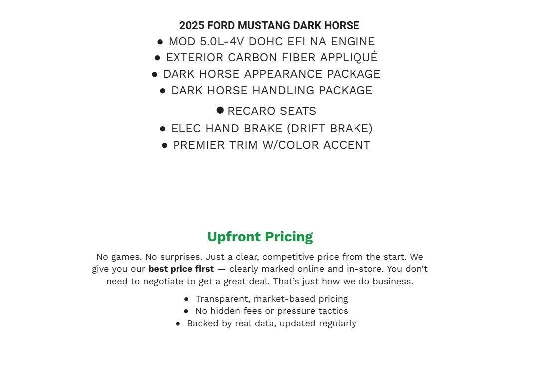 2025 Ford Mustang Dark Horse Fastback