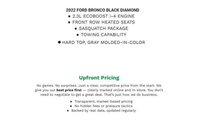 2022 Ford Bronco Black Diamond 4 Door Advanced 4x4