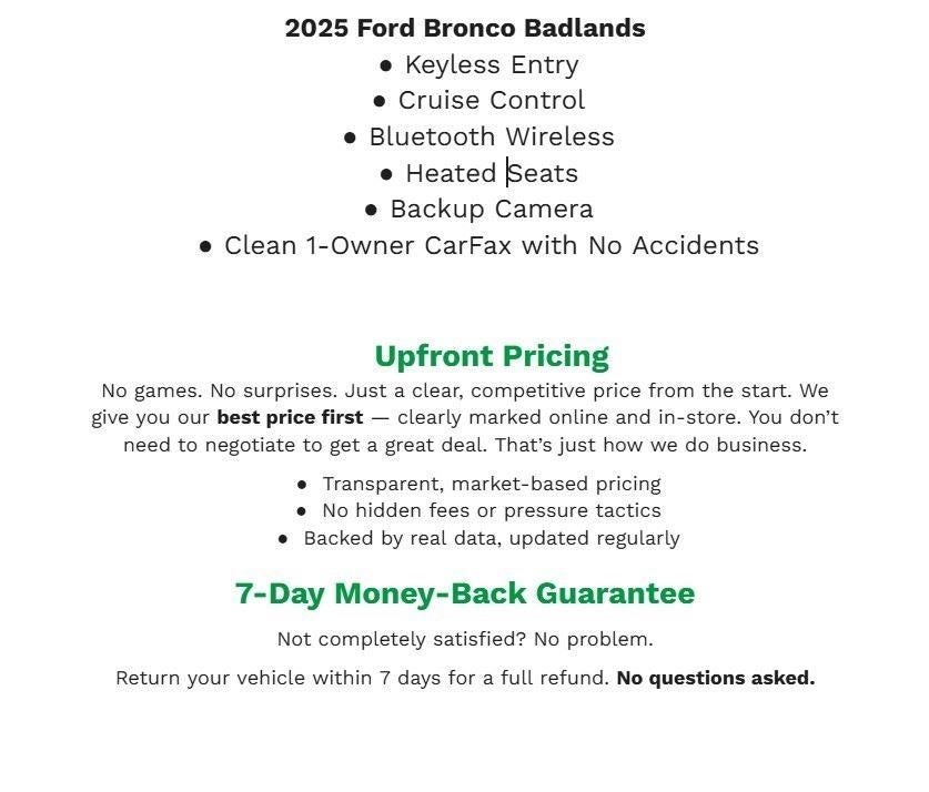 2025 Ford Bronco Badlands 4 Door Advanced 4x4