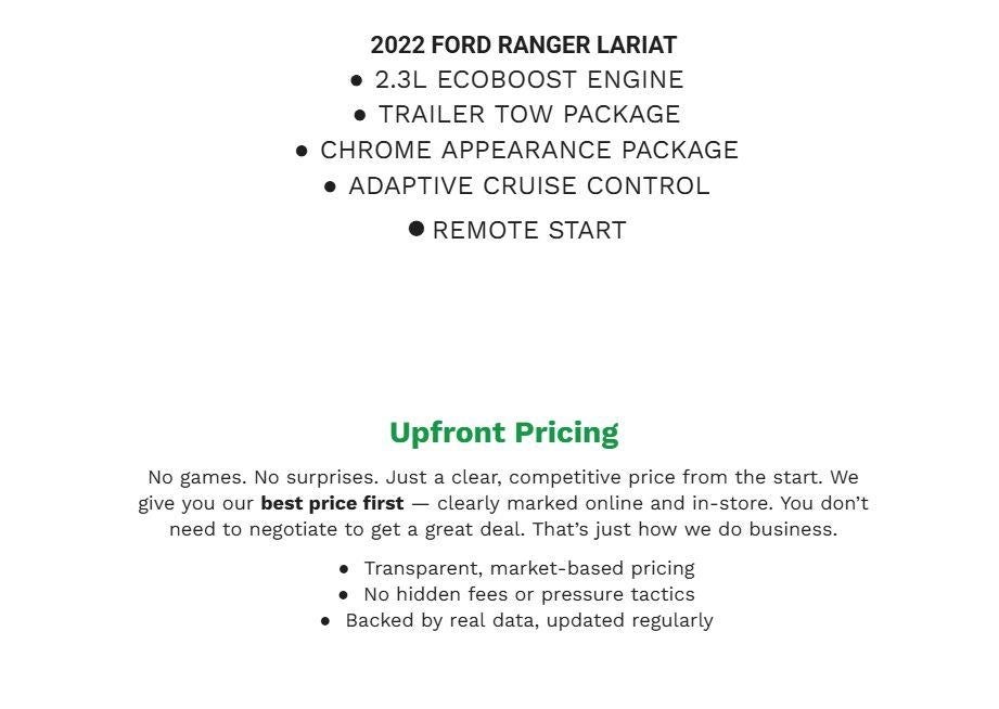 2022 Ford Ranger LARIAT 4WD SuperCrew 5' Box