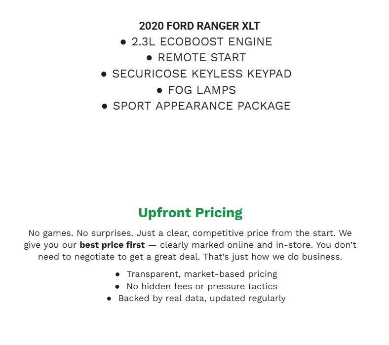 2020 Ford Ranger XLT 4WD SuperCrew 5' Box