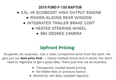 2019 Ford F-150 Raptor 4WD SuperCrew 5.5' Box
