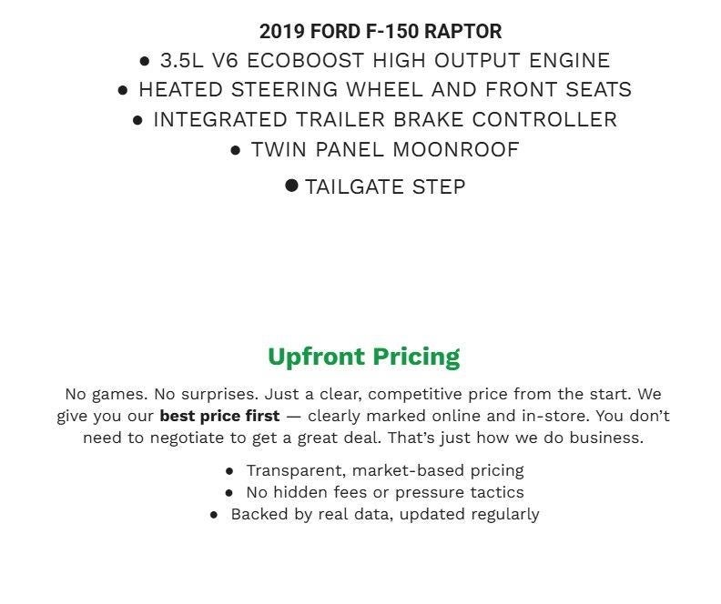2019 Ford F-150 Raptor 4WD SuperCrew 5.5' Box