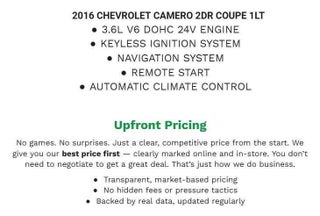 2016 Chevrolet Camaro 2dr Cpe 1LT
