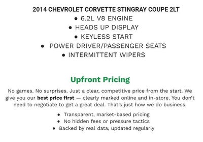 2014 Chevrolet Corvette Stingray 2dr Cpe w/2LT