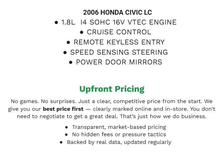 2006 Honda Civic Sdn LX AT