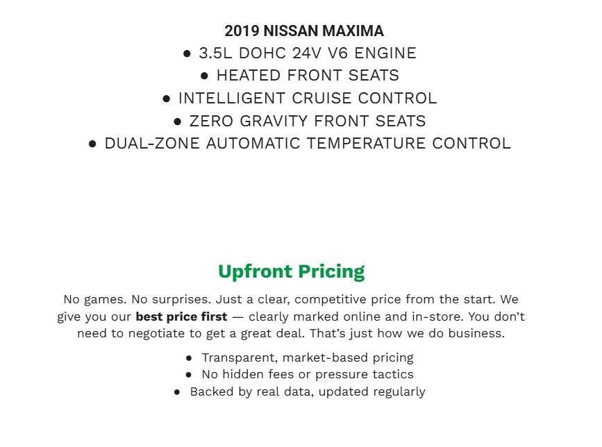 2019 Nissan Maxima SV 3.5L