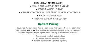 2025 Nissan Altima 2.5 SR