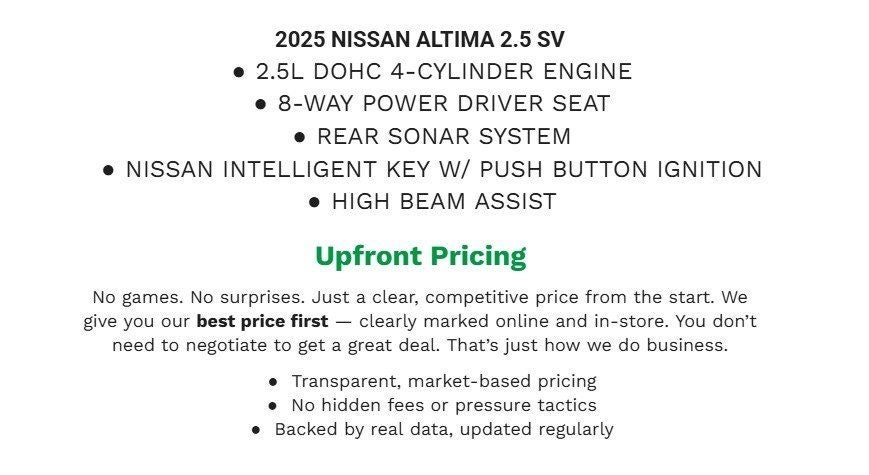 2025 Nissan Altima 2.5 SV
