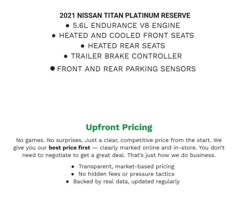 2021 Nissan Titan 4x4 Crew Cab Platinum Reserve