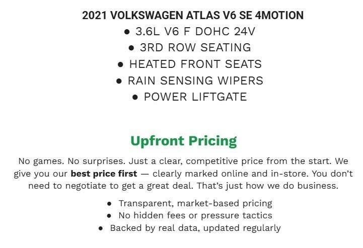 2021 Volkswagen Atlas 3.6L V6 SE W/TECHNOLOGY