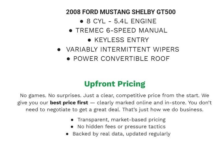 2008 Ford Mustang 2dr Conv Shelby GT500