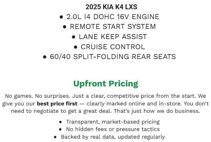 2025 Kia K4 LXS FWD