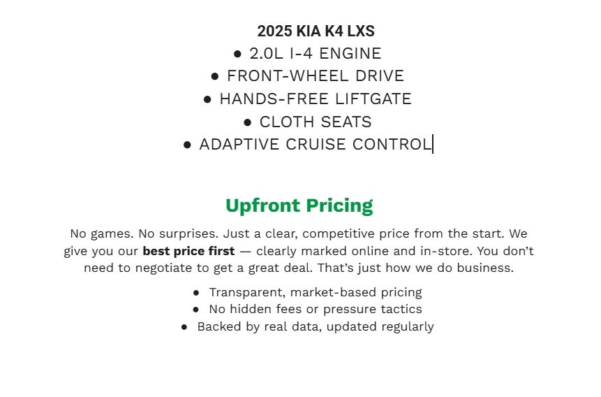 2025 Kia K4 LXS