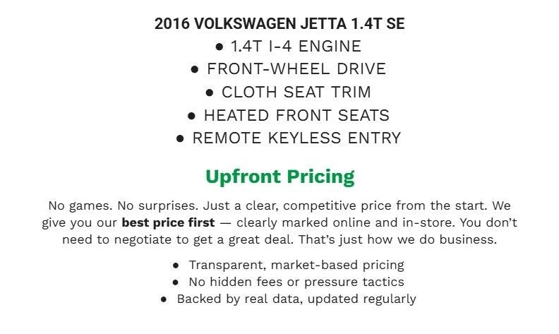 Used 2016 Volkswagen Jetta SE with VIN 3VWD67AJ4GM254752 for sale in Green Bay, WI