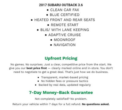 2017 Subaru Outback 3.6R Touring