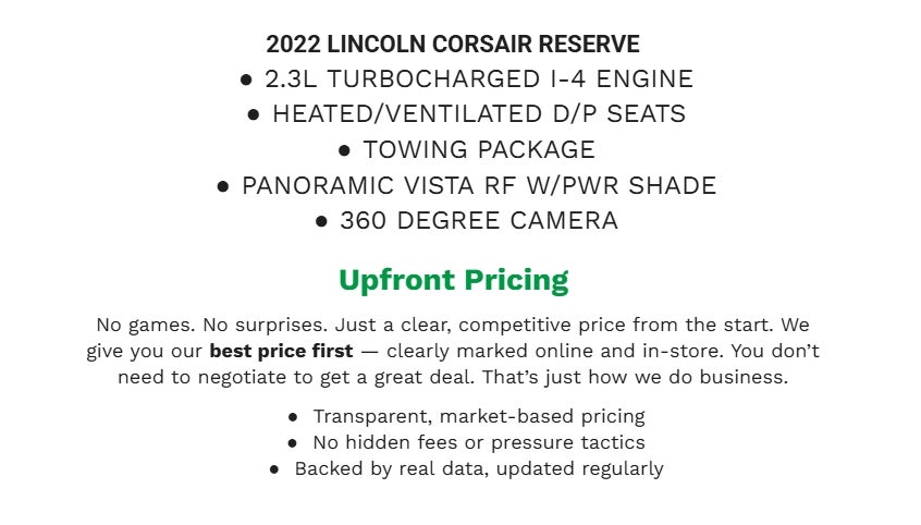 2022 Lincoln Corsair Reserve