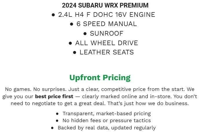2024 Subaru WRX Premium Manual