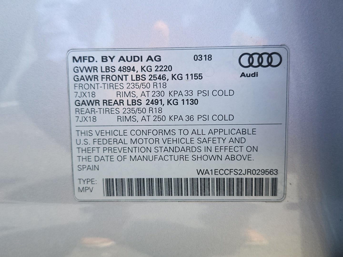 2018 Audi Q3 2.0 TFSI Premium quattro AWD