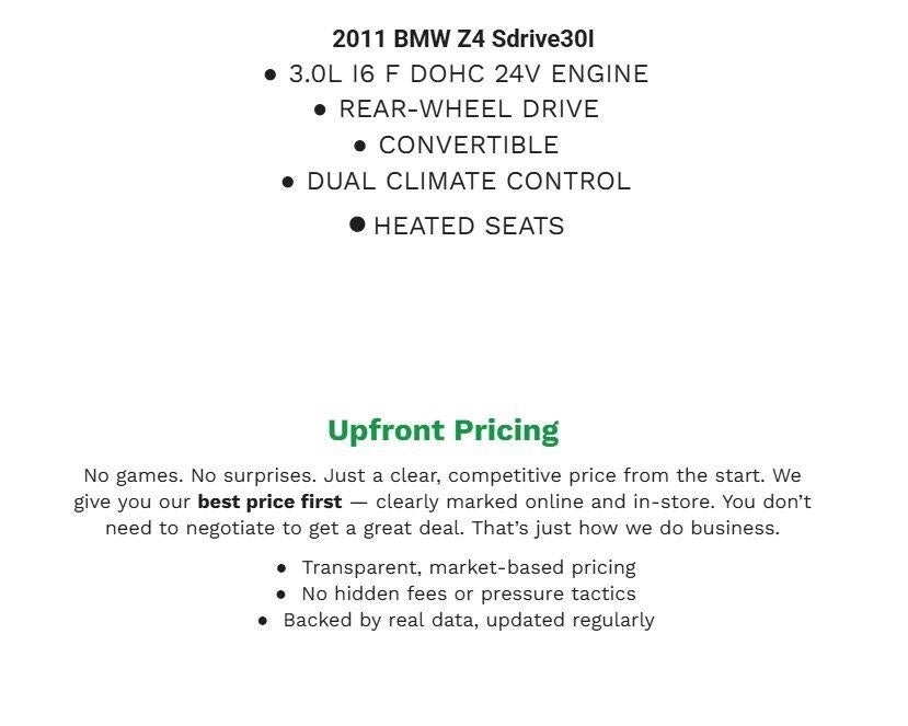 2011 BMW Z4 2dr Roadster sDrive30i